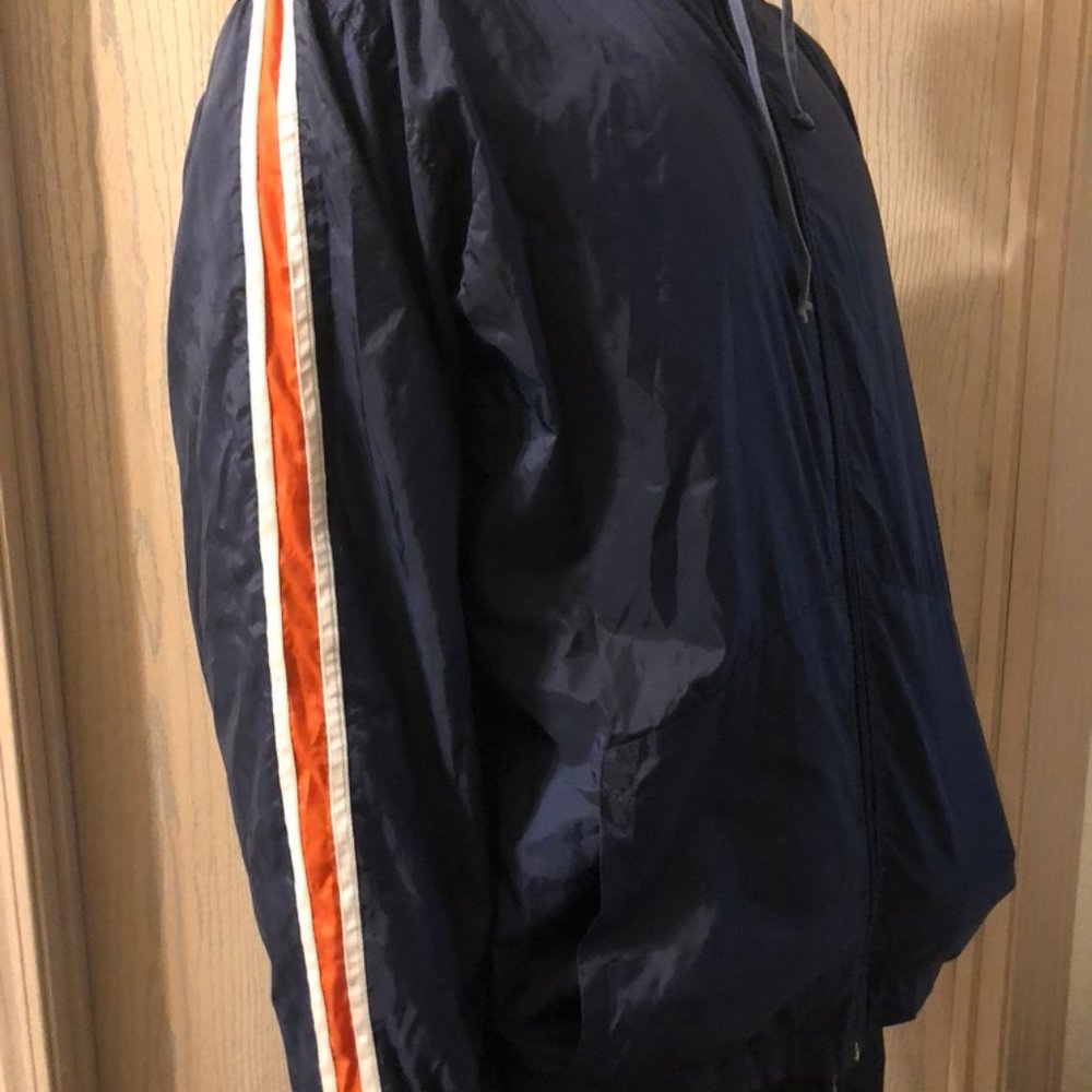 Navy and orange hooded Lavon athletic jacket